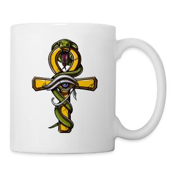 Egyptian Ankh Eye Of Horus Ancient Snake Symbol - Mug - white - Right