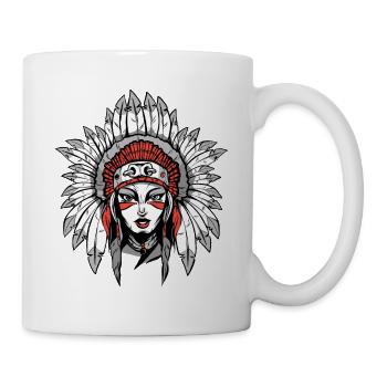 Indian native american gift feathers - Mug - white - Right