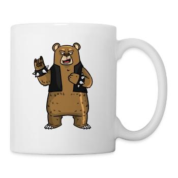 ROCKBEAR - rocking bear with leather vest - Mug - white - Right