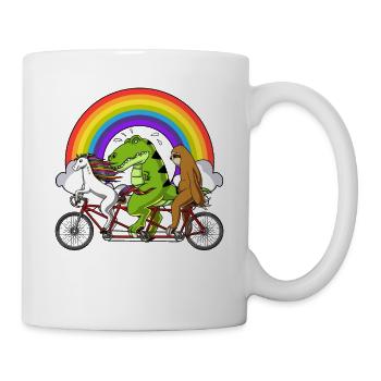 Unicorn T-Rex Dinosaur Sloth Riding Bicycle - Mug blanc - blanc - Droite