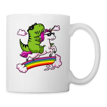 T-Rex Dinosaure Equitation Unicorn Magical Rainbow - Mug blanc - blanc - Droite