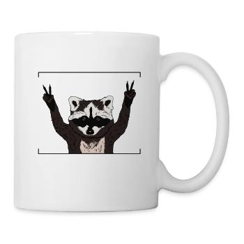 Peace raccoon face gift idea for happy - Mug - white - Right