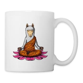 Lama Yoga Zen Alpaca Meditation Buddha Tier - Tasse - Weiß - Rechts