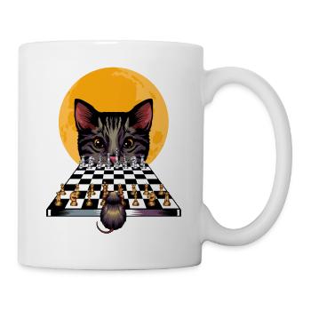 Katze Maus Schachspiel Cool Schachzug Geschenkidee - Tasse - Weiß - Rechts