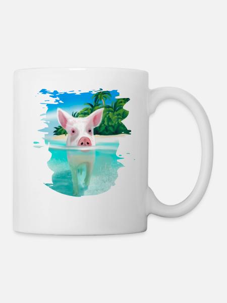 Bahamas Swimming pigs Pig Funny beach - Mug - white