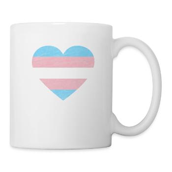 Transgender Pride Flag Heart LGBT Flag Vintage - Mug - white - Right