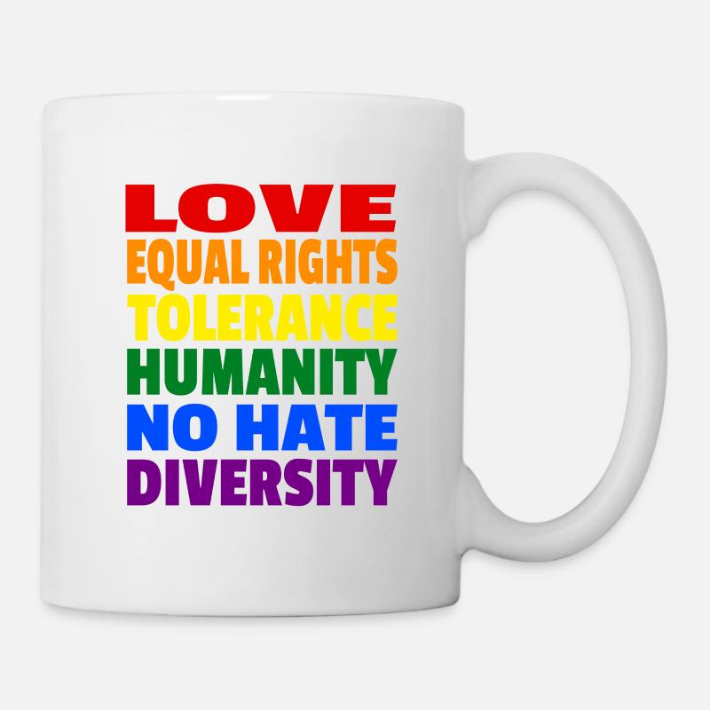 LGBT Flagge - Love Equal Rights Tolerance CSD - Tasse - Weiß