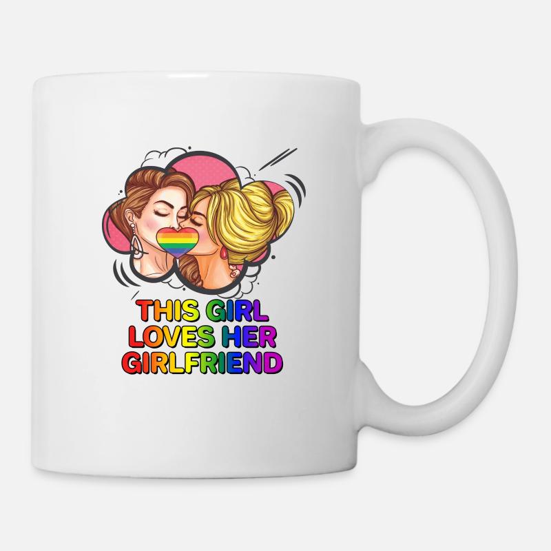 Gay Pride Rainbow Flag Lesbisch LGBT Queer Lesben - Tasse - Weiß