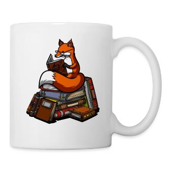 Cute Fox Book Reading Animal - Mug - white - Right