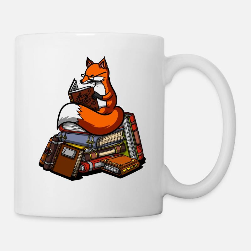 Nettes Fox-Buch-Lesetier - Tasse - Weiß