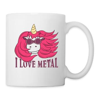Einhorn i Love Metal Heavy Metal Metaller Geschenk - Tasse - Weiß - Rechts