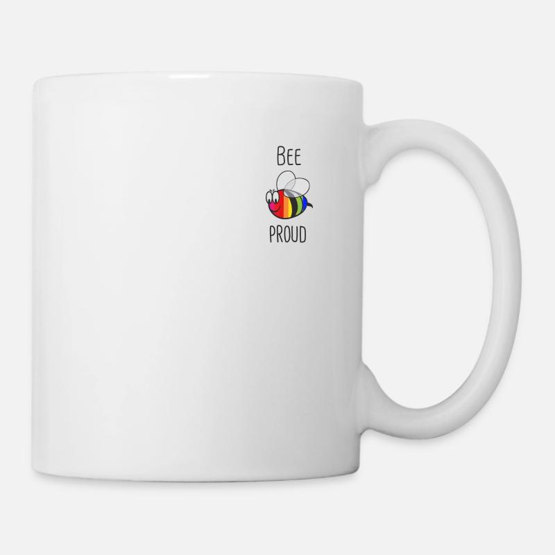 Bee Proud - Drapeau arc-en-ciel de la fierté gaie, LGBT - Mug blanc - blanc