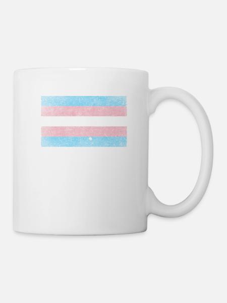 Transgender Pride Flagge LGBT Flag Vintage Style - Mug blanc - blanc