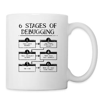 6 Schritte zum Debuggen der Computerprogrammiercodierung - Tasse - Weiß - Rechts