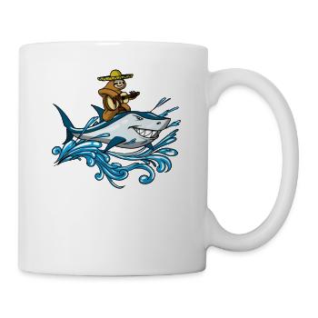 Cowboy paresseux avec guitare équitation Ocean Shark - Mug blanc - blanc - Droite