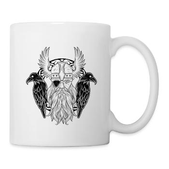 Odin Rabe Huginn Muninn ragnarok myther thor Geschenk - Tasse - Weiß - Rechts