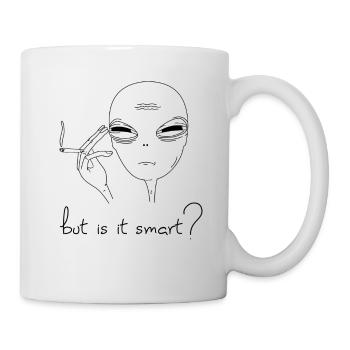 But is it smart? T Shirt Smoking Alien T-Shirt - Mug - white - Right
