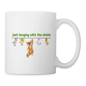 Fuchs Huhn Witzig Geschenk Shirt - Tasse - Weiß - Rechts