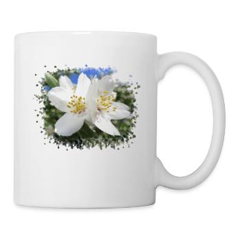 white, blooming flowers, blossoms in summer, nature - Mug - white - Right