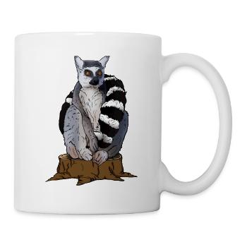 Doux singe katta est assis sur un arbre. Cadeau pour lémurien - Mug blanc - blanc - Droite