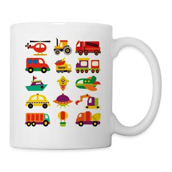 Vehicles boys tractor fire department train plane UFO - Mug - white - Right