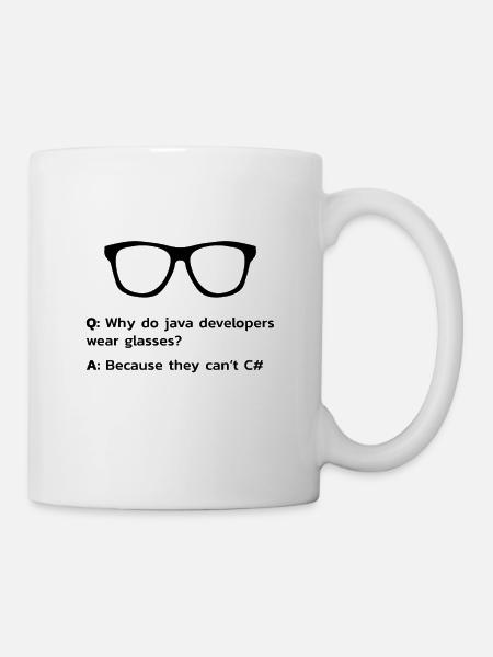 Java Wortspiel Programmierer T-Shirt - Mugg - vit