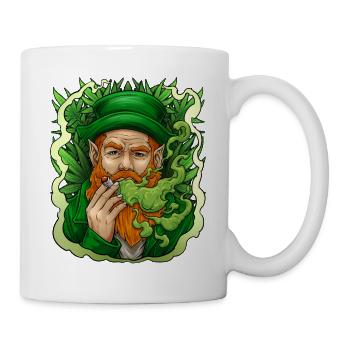 Leprechaun fumer de l'herbe St Patrick's Day Funny - Mug blanc - blanc - Droite