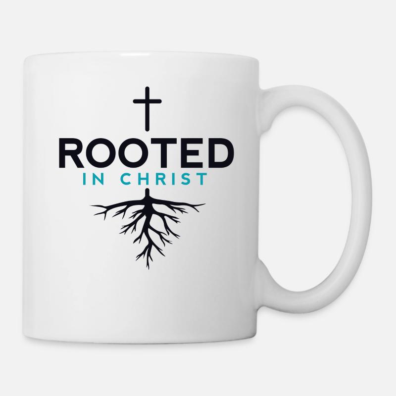 Rooted in Jesus - Christian Gift - Mug - white