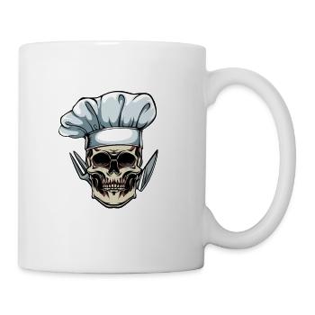 Skull chef cooking chef - Mug - white - Right