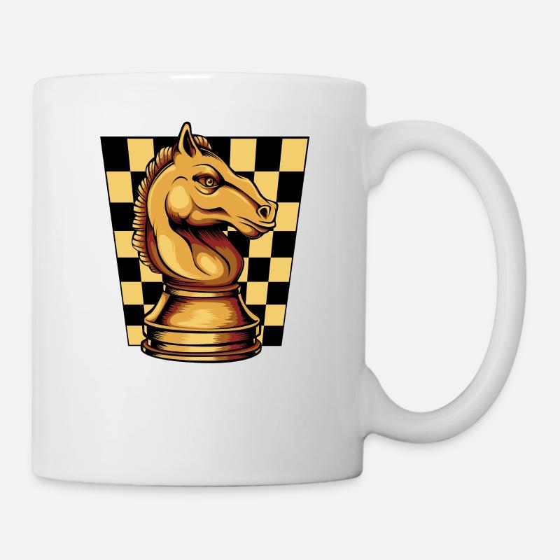 Schach Springer Schachbrett Schachfigur - Tasse - Weiß