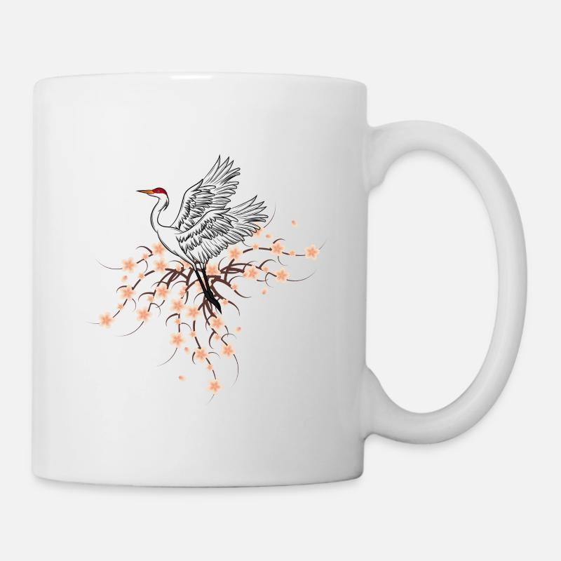 cadeau japonais de broderie trana et cerisier - Mug blanc - blanc