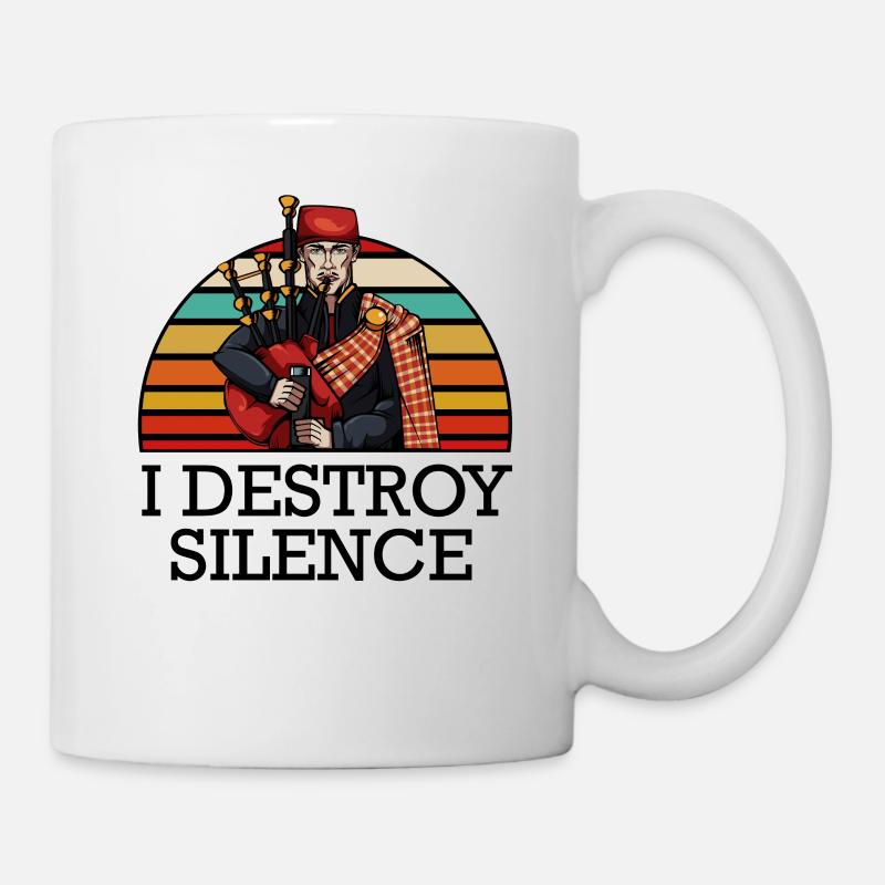 I Destroy Silence | Bagpipe bagpipes gift - Mug - white