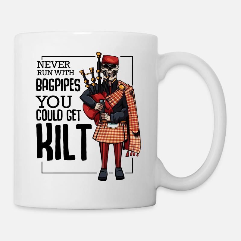 Cadeau de Kilt avec une tête de cornemuse cool - Mug blanc - blanc