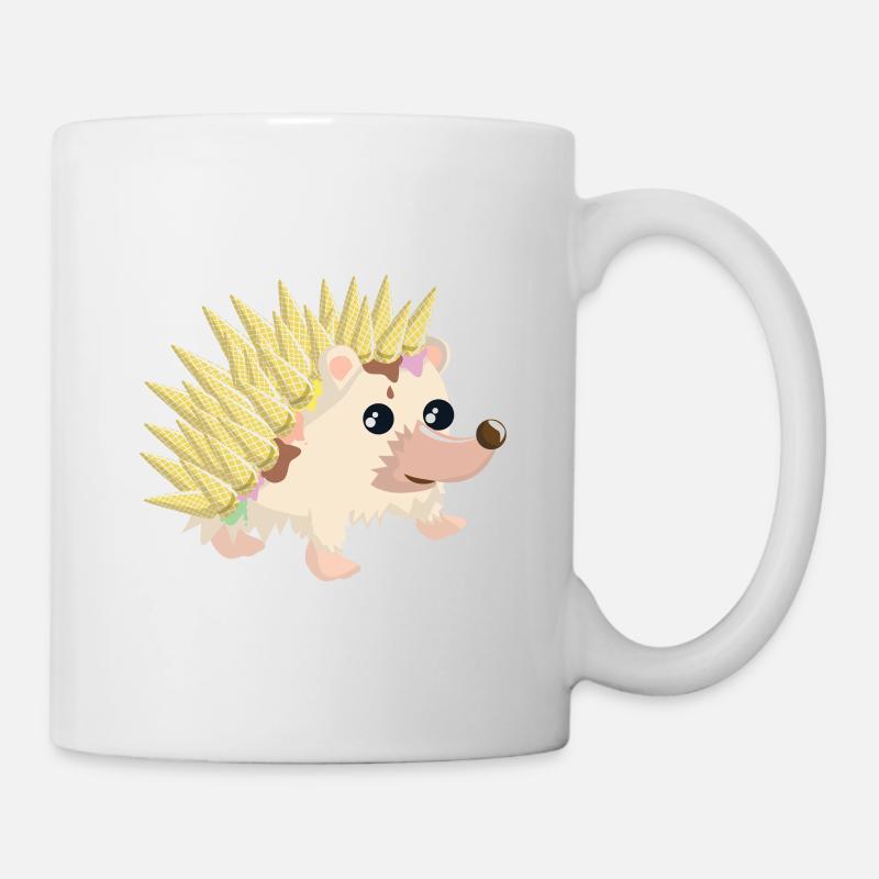 Igel mit Eiswaffeln - Tasse - Weiß
