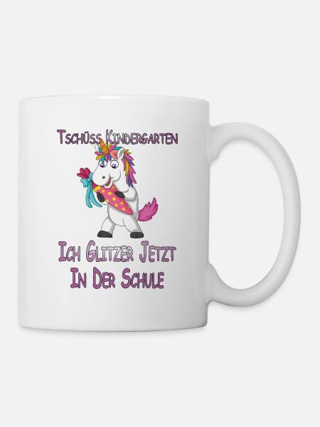 Einhorn Glitzer in der Schule Schulkind Geschenk - Tasse - Weiß