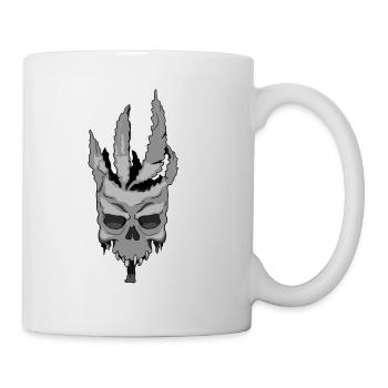 Hanfblatt Cannabis Skull Design Geschenkidee - Tasse - Weiß - Rechts