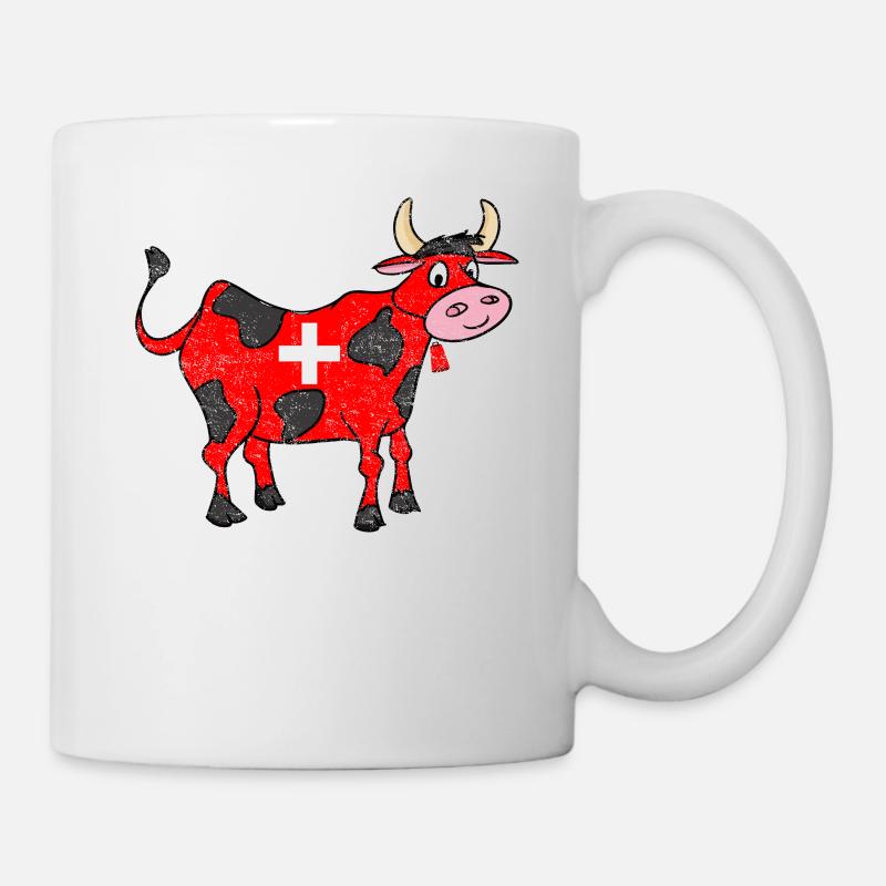 Schweizer Kuh Kreuz süß Geschenk - Tasse - Weiß