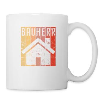 Bauherr Baustelle Hausbau Fertighaus Geschenkidee - Tasse - Weiß - Rechts