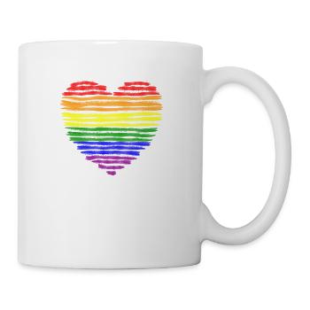 LGBT Gay Pride CSD Regenbogen Flagge Herz Acryl - Mug blanc - blanc - Droite