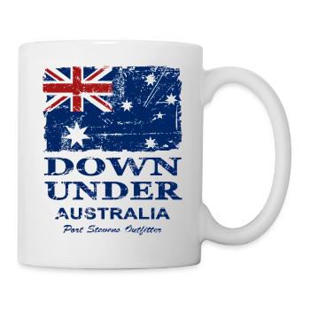 Australien - Down Under - Vintage Look - Tasse - Weiß - Rechts