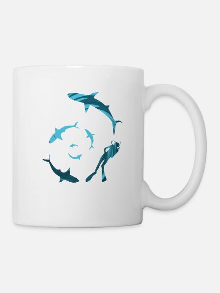 Schwimmen mit den Haien - Tasse - Weiß