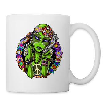Space Alien Hippie Stoner - Mug - white - Right