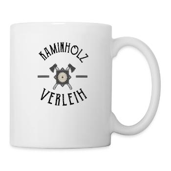Kaminholz Verleih Feuerholz Vermietung Geschenk - Tasse - Weiß - Rechts