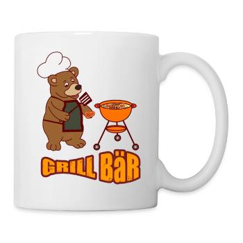 Grill Meister Bär Geschenk Shirt - Tasse - Weiß - Rechts