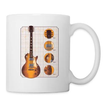Electric Guitar Tshirt with Brown Electric Guitar Details - Mug - white - Right