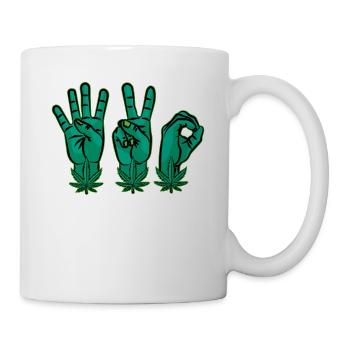 420 HÄnde fourtwenty Handzeichen Kiffer Kiffen - Mug - white - Right