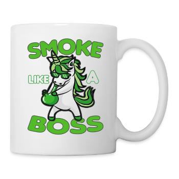 SMOKE LIKE A BOSS Licorne fumante Weed Kiffer - Mug blanc - blanc - Droite