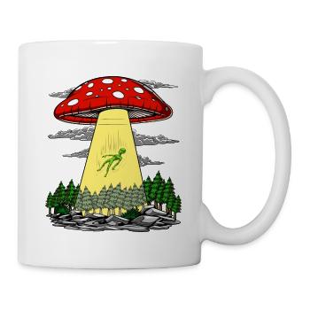 Champignons magiques Alien Abduction OVNI Voyage Psilocybine - Mug blanc - blanc - Droite