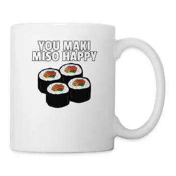 Sushi Maki Nigiri Chinesisch Stäbchen Geschenk - Tasse - Weiß - Rechts