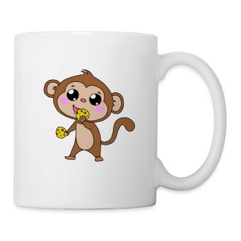 Monkey Monkeys with Cookie Animals Children Baby XMAS - Mug - white - Right
